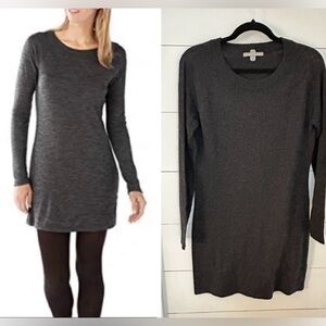 SMARTWOOL M Merino Wool Heathered Black long sleeve midi layering dress gorpcore